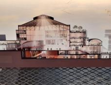 Massief Merbau parket in feestzaal in kelderverdiep